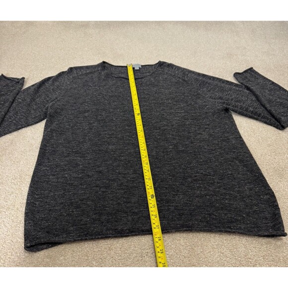 COS Women's Black Wool Linen Fitted Long Sleeves Tee Shirt Large Oversized Boxy - Picture 3 of 13